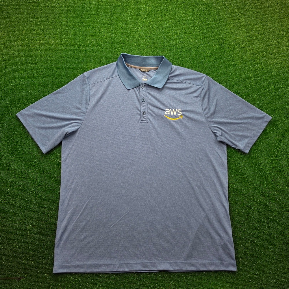 Amazon AWS Employee Polo Shirt Mens XL Bue Short Sleeve Uniform Work Wear